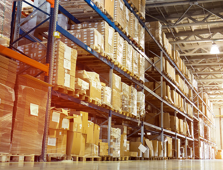 Organised warehouse racking with modern inventory systems
